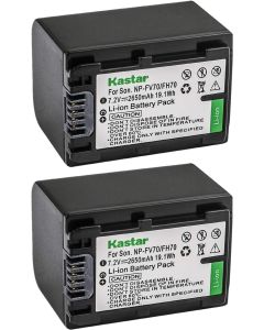 Kastar Battery (2-Pack) Replacement for Sony NP-FV70, NP-FH70 & FDR-AX53, HDR-CX675, HDR-CX455, HDR-CX900, TD30V, HDR-PV710V, HDR-PJ670, HDR-PJ810, HDR-TD30V, FDR-AX33, FDR-AX100 Camera