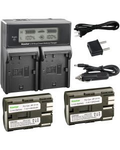 Kastar LCD Dual Fast Charger + 2 x Battery for Canon BP-511, BP-511A, BP511, BP511A & EOS 5D, 10D, 20D, 30D, 40D, 50D, Digital Rebel 1D, D60, 300D, D30, Kiss Powershot G5, Pro 1, G2, G3, G6, G1, Pro90