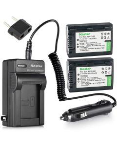 Kastar NP-FH50 Battery (2-Pack) and Charger Replacement for Sony DSLR-A230 DSLR-A330 DSLR-A290 DSLR-A380 DSLR-A390 HDR-TG1E HDR-TG3 HDR-TG5/5V HDR-TG7 DSC-HX1 DSC-HX200 DSC-HX100V DCR-SX41/SX41L/SX41R
