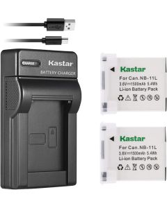 Kastar Battery (X2) & Slim USB Charger for Canon NB-11L and PowerShot SX410 is SX400 is ELPH 170 is 340 HS 320 HS 130HS 110 HS 1150 HS A2300 is A2400 is A2500 A2600 A3400 is A3500 is A4000 Cameras