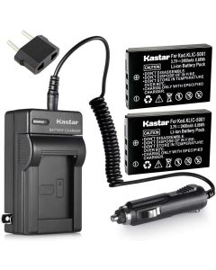 Kastar 2 Pack Battery and Charger for Kodak EasyShare DX6490 DX7440 DX7590 DX7630 P712 P850 P880 Z730 Z7590 Z760 DX7790 and Kodak KLIC-5001