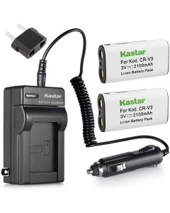 Kastar CRV3 Battery 2-Pack and Charger for Kodak CR-V3 EasyShare C310 C530 C875, Olympus LB-01 LB01 C3000 C3040 40Z C-2100UZ C-211 C-211Z C-3000 C-3030 C-3030Z C-3040Z C-4000 C-5050 C-5050Z C-700 D510