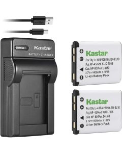 Kastar 2-Pack Battery & Slim USB Rapid Charger Replacement for LI-42B LI-40B, FNP-45, NP-45A, NP-45B, NP-45S, EN-EL10, KLIC-7006 K7006, CNP-80 CNP80, D-Li63, D-Li108, DS-6365 Battery.