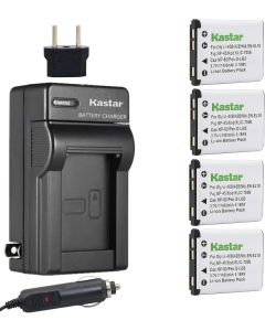 Kastar Battery (4-Pack) and Charger Kit for Nik EN-EL10 MH-63 Work with Nik Coolpix S60, S80, S200, S210, S220, S230, S500, S510, S520, S570, S600, S700, S3000, S4000, S5100 Cameras