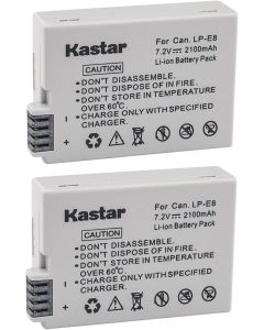 Kastar 2 Pack Replacement Batteries for Canon LP-E8 LPE8 and Canon Rebel T5i T4i T3i T2i 550D 600D 650D 700D Kiss X4 X5 X6 Digital Cameras