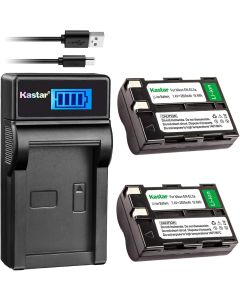 Kastar Battery (X2) & LCD Slim USB Charger for Nik EN-EL3a, ENEL3A, EN-EL3, ENEL3, MH-18, MH-18a and Nik D50, D70, D70s, D100 Cameras