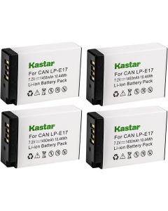 Kastar 4-Pack LP-E17 Battery 7.2V 1450mAh Replacement for Canon LP-E17 LP-E17H, 9967B02 Battery, Canon BG-E18, BG-E18 IR Battery Grip, Canon EOS 750D, EOS 760D, EOS 800D, EOS 850D, EOS 8000D Camera