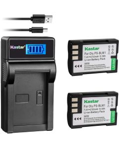 Kastar Battery (X2) & LCD Slim USB Charger for Olympus BLM-1, BLM-01, PS-BLM1 and Olympus C-5060, C-7070, C-8080, E-1, E-3, E-30, E-520, EVOLT E-300, E-330, E-500, E-510 Camera