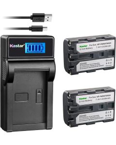 Kastar Battery (X2) & LCD Slim USB Charger for Sony NP-FM50 NP-FM55H & HC1 TRV280 TRV350 TRV250 TRV19 TRV22 TRV27 TRV33 TRV460 TRV140 TRV17 TRV340 TRV38 TRV480 TRV260 TRV138 TRV608 DVD101 DVD201 D1000