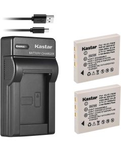 Kastar Battery 2 Pack & Slim USB Charger Replacement for FNP-40, CGA-S004, KLIC-7005, SLB-0737, SLB-0837, SNP-40, D-Li8, Dli-102, NP-1 and DE-992