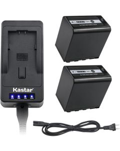 Kastar LED Super Fast Charger & Camcorder Battery X2 for Panasonic AG-VBR89G AG-VBR59 AG-VBR118G AG-BRD50 AG-B23 & AG-DVX200 AG-AC8 AG-AC90A AG-DVC30 AG-HPX250 HPX255 HVX201 AJ-PX230 AG-UX180 AG-UX90