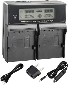 Kastar LCD Dual Smart Fast Charger for SSL-JVC50, SSL-JVC70, SSL-JVC75, BN-S8I50, LC-2J, AA-S3602I, TC-400-JVC650, TC-400-JVC650-TDM, TC200JVC600, TC200JVC600TDM and GY Series Camcorders
