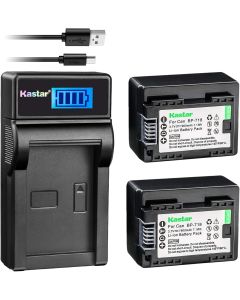 Kastar X2 Fully Decoded Battery + Slim LCD Charger for Canon BP-718 & VIXIA HF M50, HF M52, HF M500, HF R30, HF R32, HF R40, HF R42, HF R50, HF R52, HF R60, HF R62, HF R300, HF R400, HF R500, HF R600